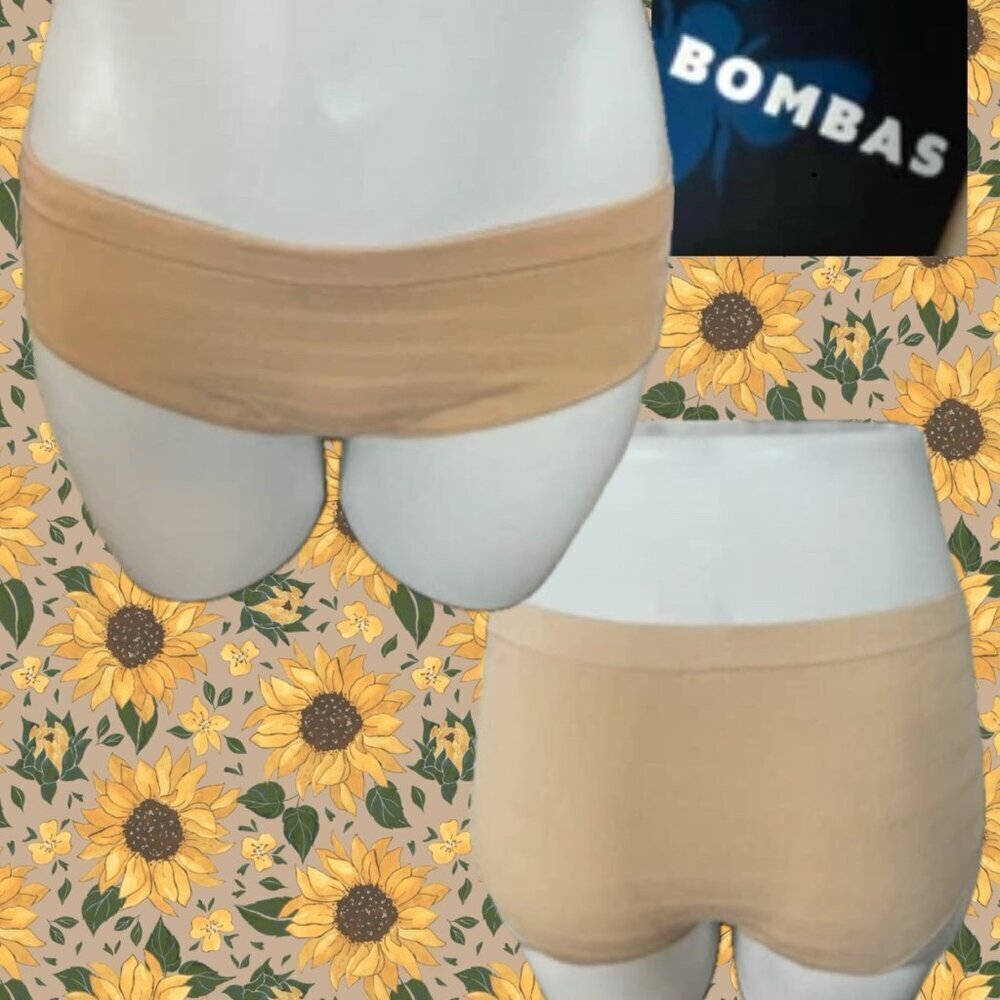 Bombas L Beige Faint Striped Seamless Stretch Waist Hipster Panties